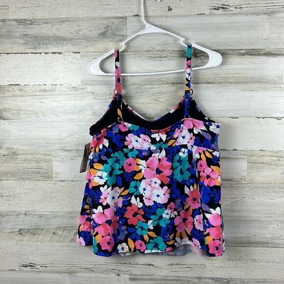 Island Escape Women’s Plus 18 Floral Underwire Floral Tankini Swim Top NEW - Picture 6 of 6
